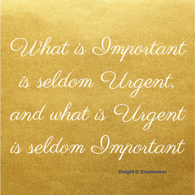 Eisenhower Importance Urgency Quote with Gold Background