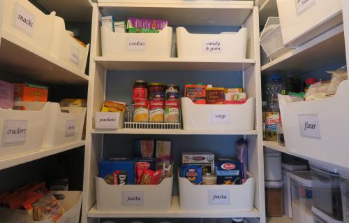 Organized Pantry with Labels for Opaque Bins